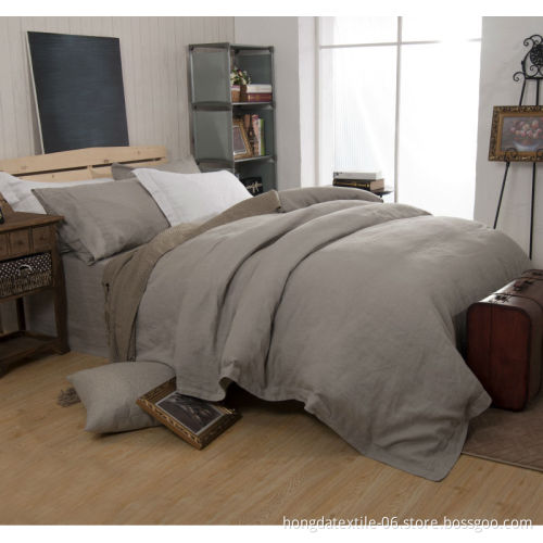 100% Stone Washed Flax French Linen King/Queen Comforter Set with Wool Woven Technique